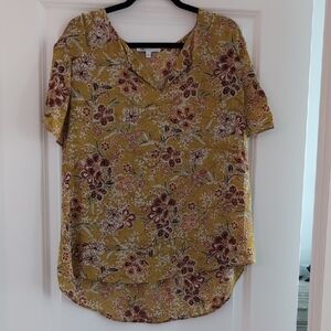 DR2 Mustard Yellow Flowered Blouse XL